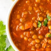 A bowl of Marcel's Lentil Soup.