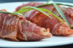 Crispy Prosciutto Wrapped Garlic Chicken Strips