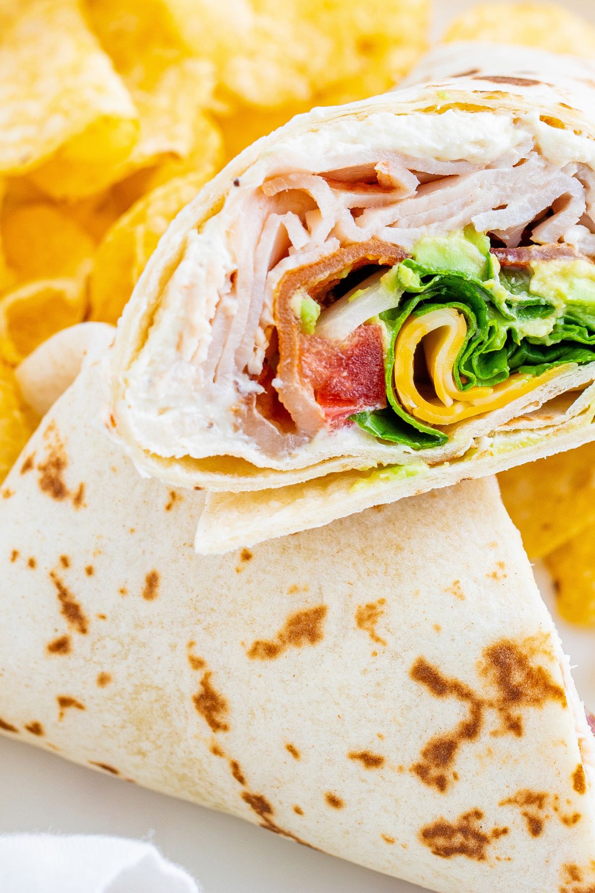 The tortilla sliced it in half.