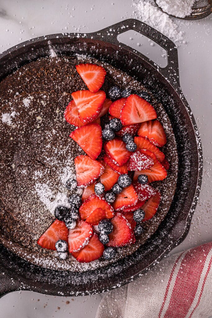 A pancake in skillet.