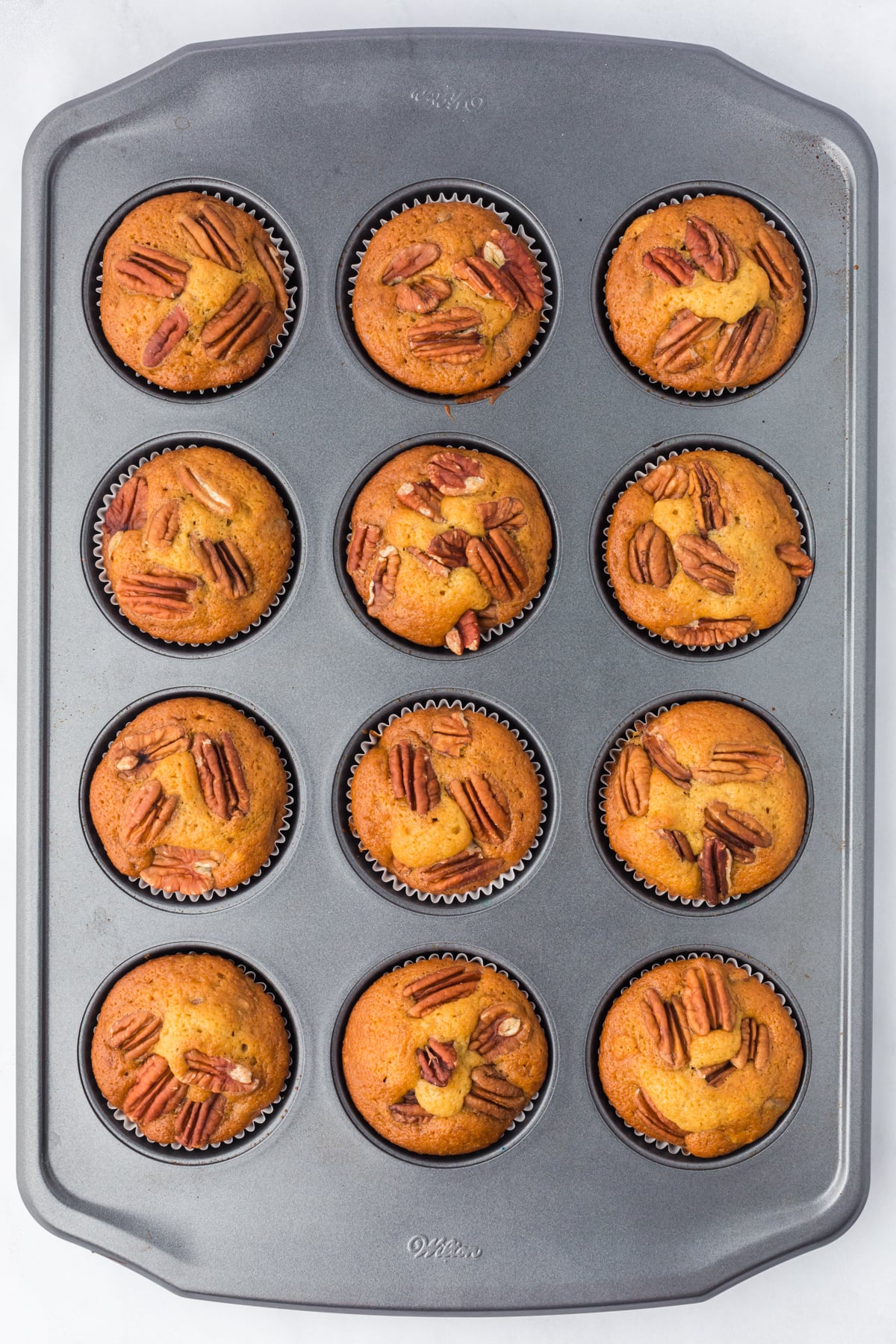 Baked muffins in the pan.