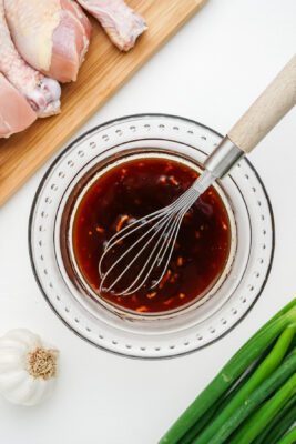 Sauce for honey chicken drumsticks mixed together.