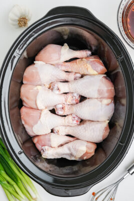 Chicken legs in the slow cooker.