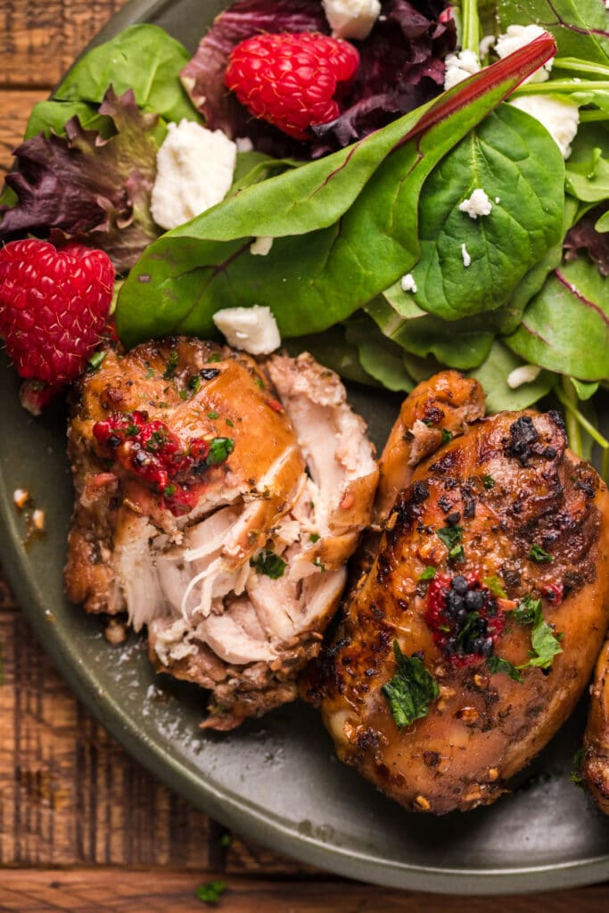 Roasted Raspberry Chicken Raspberry Balsamic Baked Chicken - Kitchen Divas