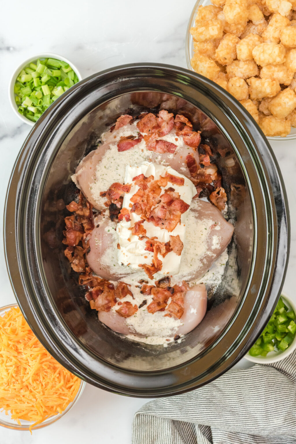 Slow Cooker Chicken Bacon Ranch Tater Tot Casserole Kitchen Divas