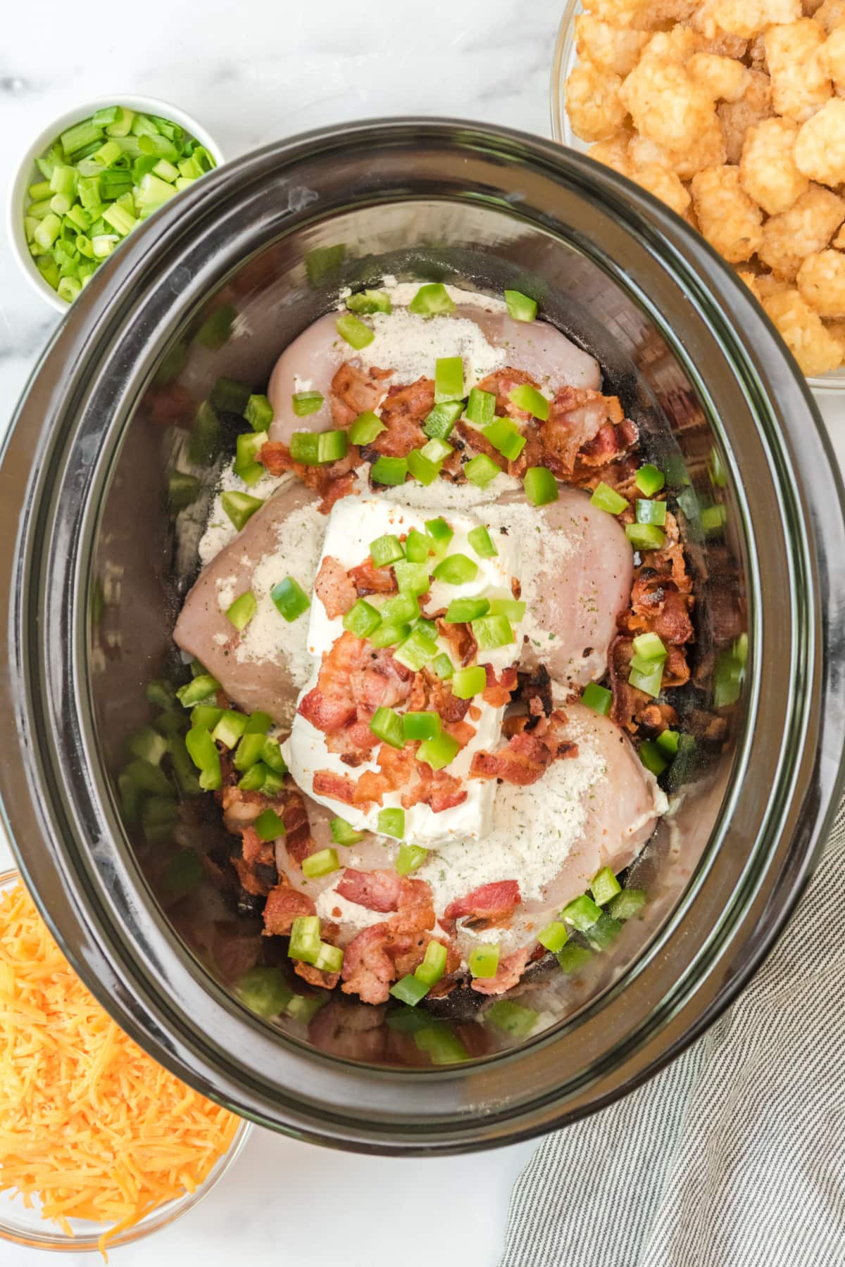 Slow Cooker Chicken Bacon Ranch Tater Tot Casserole Kitchen Divas