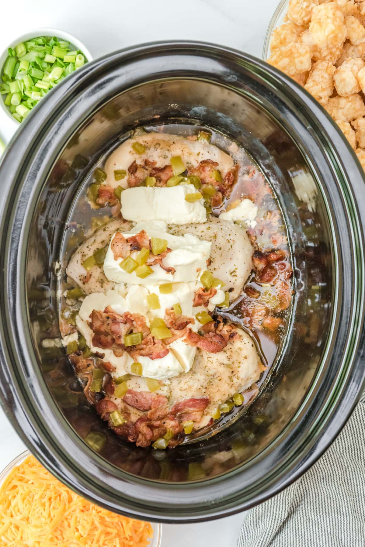 Slow Cooker Chicken Bacon Ranch Tater Tot Casserole Kitchen Divas