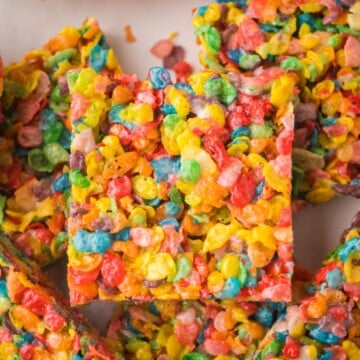 A pile of fruity pebble treats.