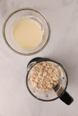 Flour, salt and butter mixed in a food processor.