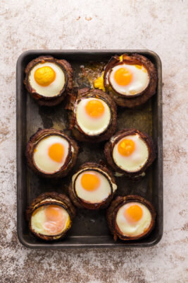 Rimmed baking sheet. Bake for 10 minutes or until preferred egg consistency.