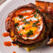 Keto Bacon Egg Cup on plate.