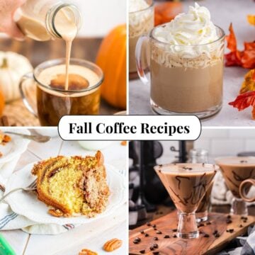 Four different photos of Fall Coffee Recipes.