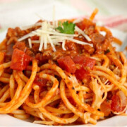 plate full of School Cafeteria Spaghetti.