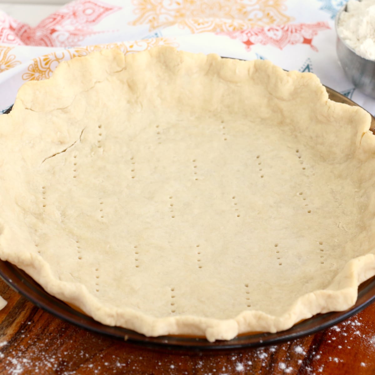 3-ingredient pie crust in pie plate