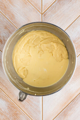 eggs added so batter becoming smooth