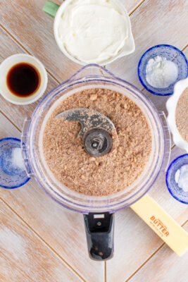 Food processor showing nuts processed.