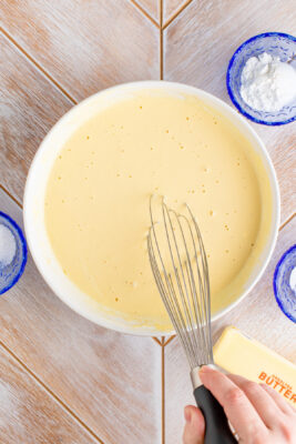 wet ingredients blended with a whisk