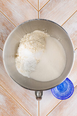 dry ingredients in stand mixer