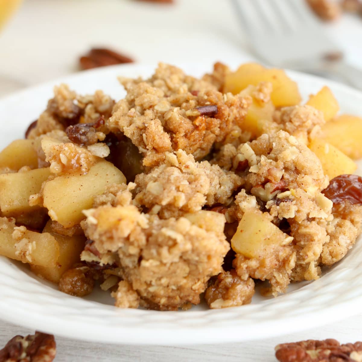 Bowl of Old Fashioned Crunchy Apple Bake