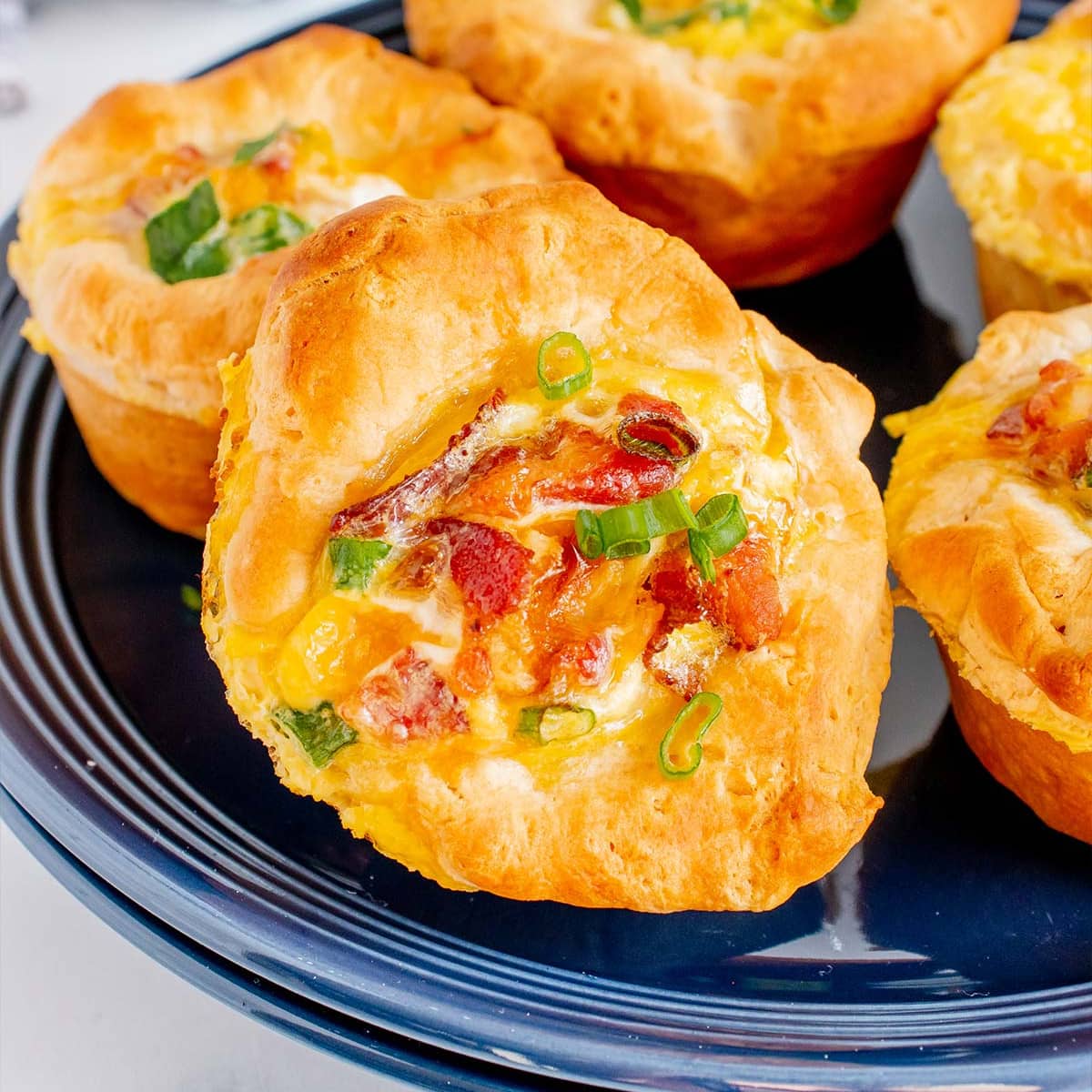 Plate  with Biscuit Egg Cups with Bacon and Cheese
