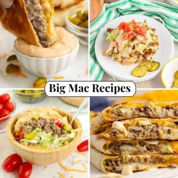 Four different photos of Big Mac Recipes.