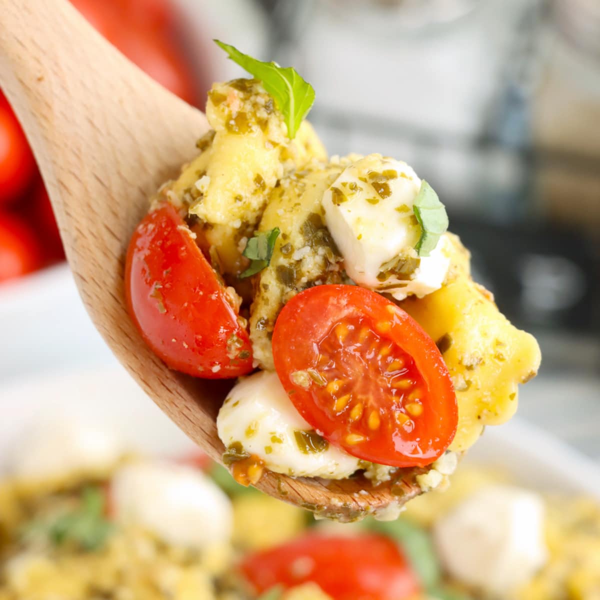 Spoonful of  Tortellini Pesto Salad