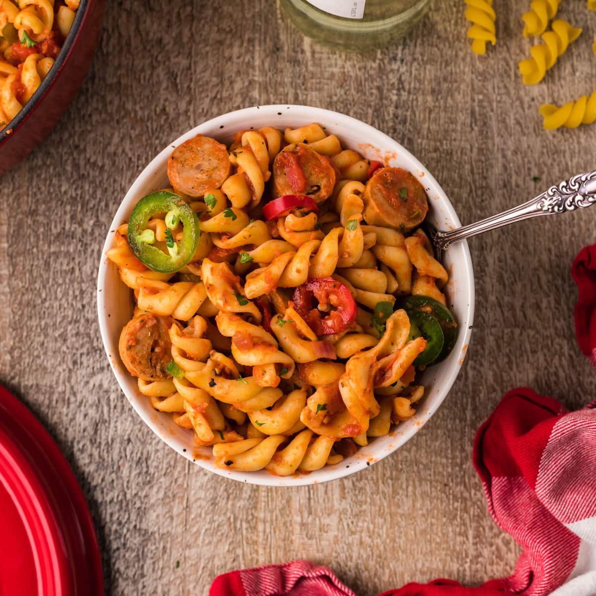Bowl of Spicy Italian Sausage Pasta