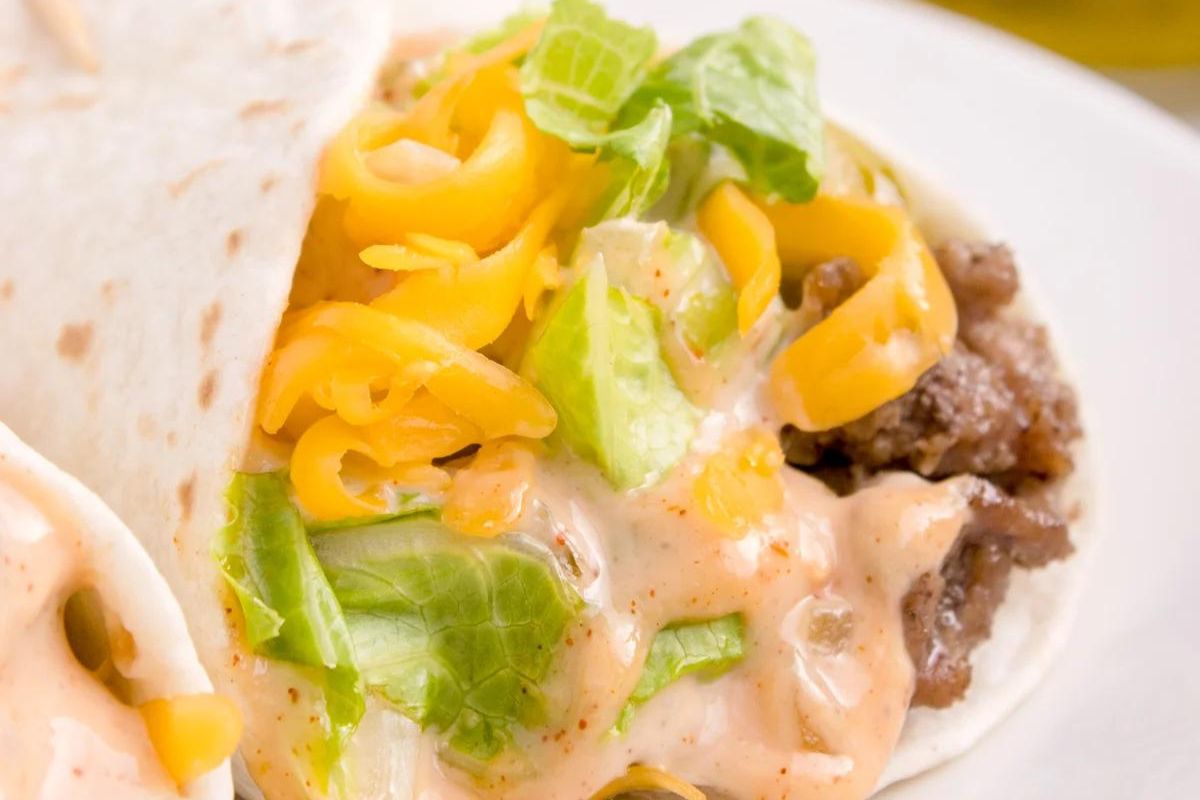 Big Mac wrap on plate.