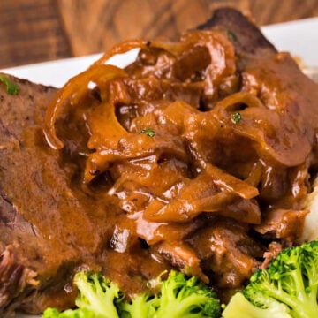 A plate full of sweet and sour beef roast.