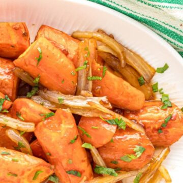 Plate of carrots and onions.