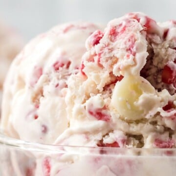 A bowl full of ice cream.