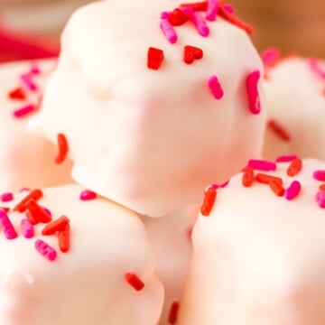 A pile of candy on a plate.