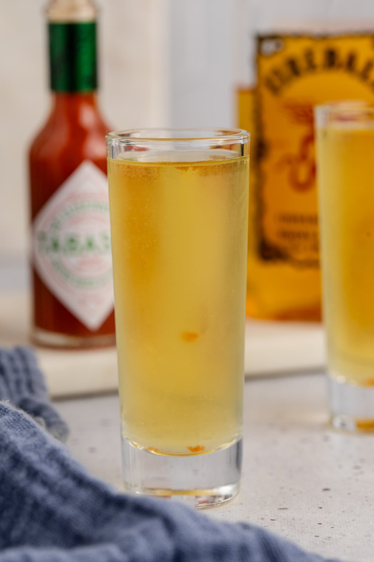 A fireball shot recipe on a table.
