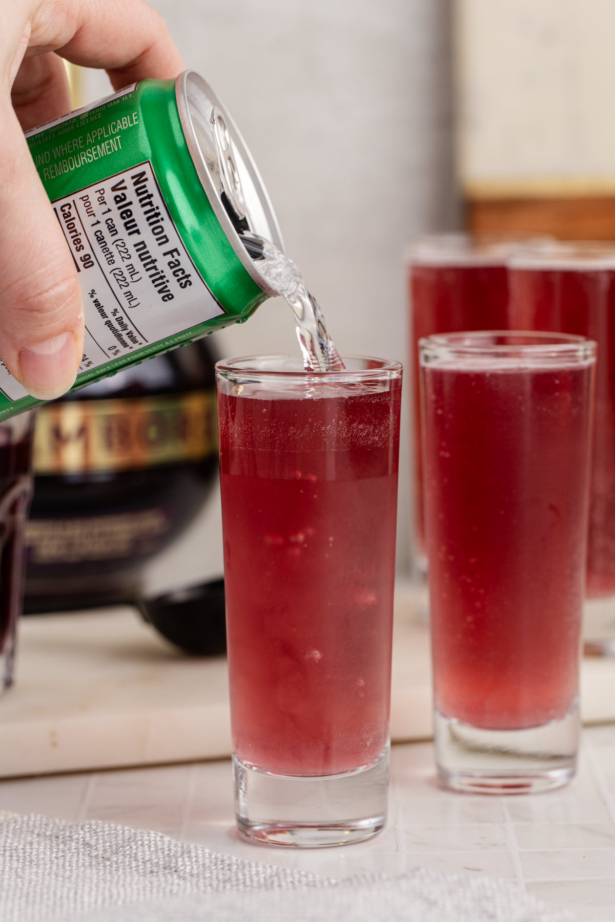 Shot topped up with soda.