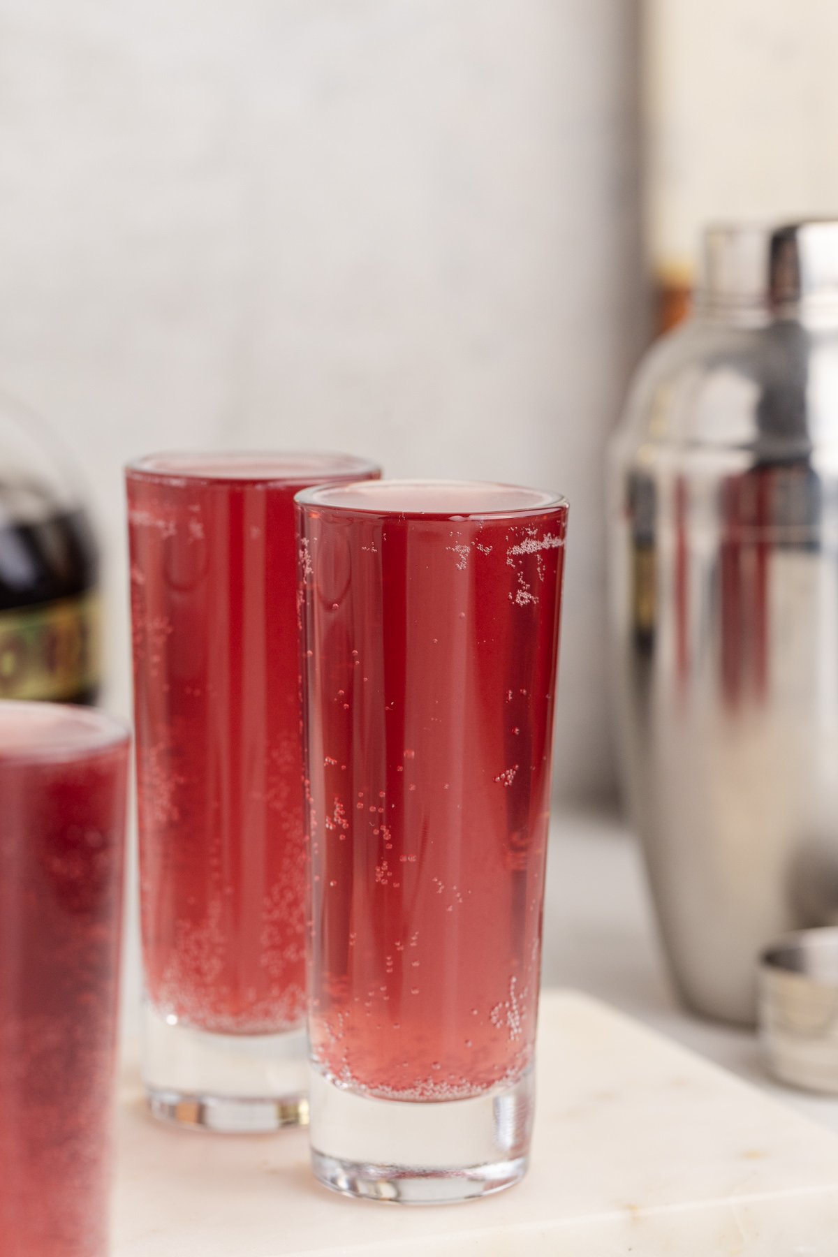 Two shots on a table.