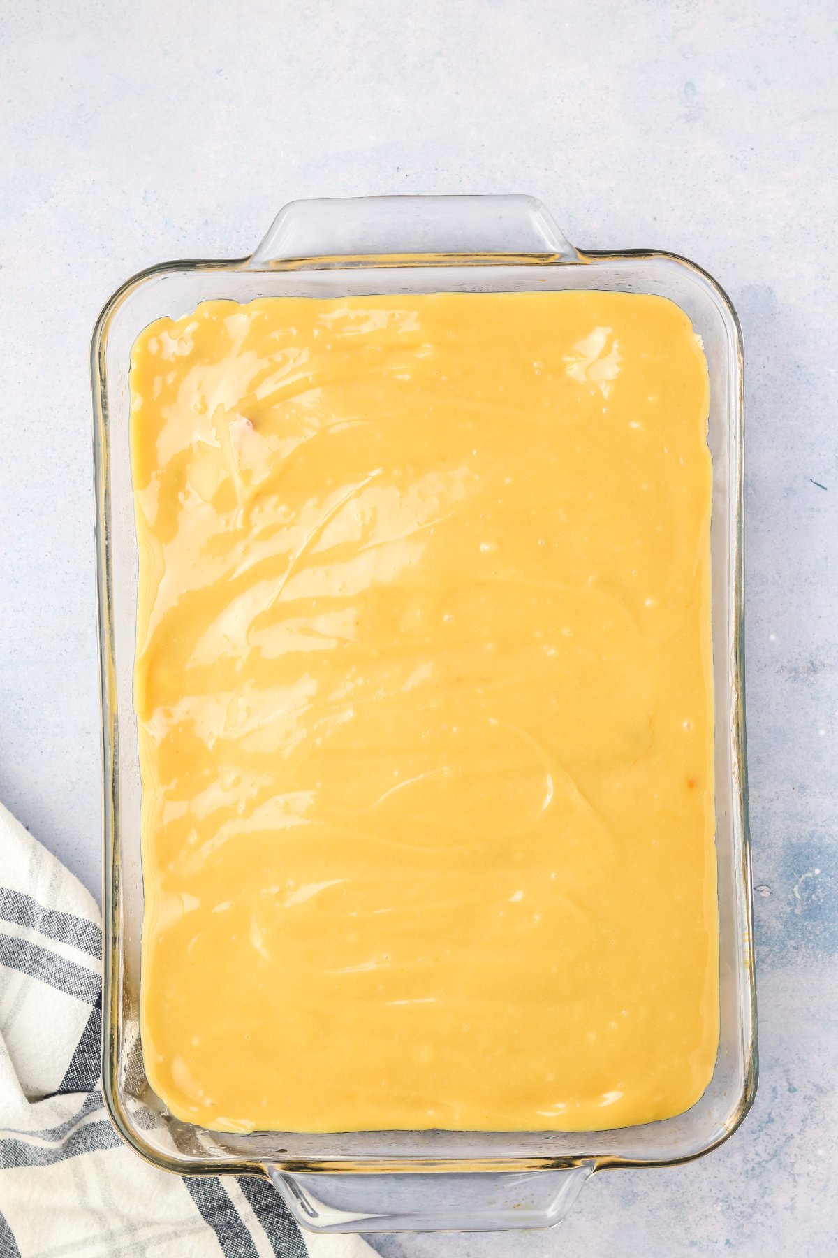 Caramel poured over the rice krispie treats.