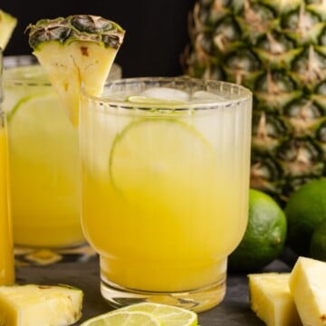 Pineapple rum cocktail in a glass.