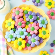 Pretzel flowers on a serving plate.