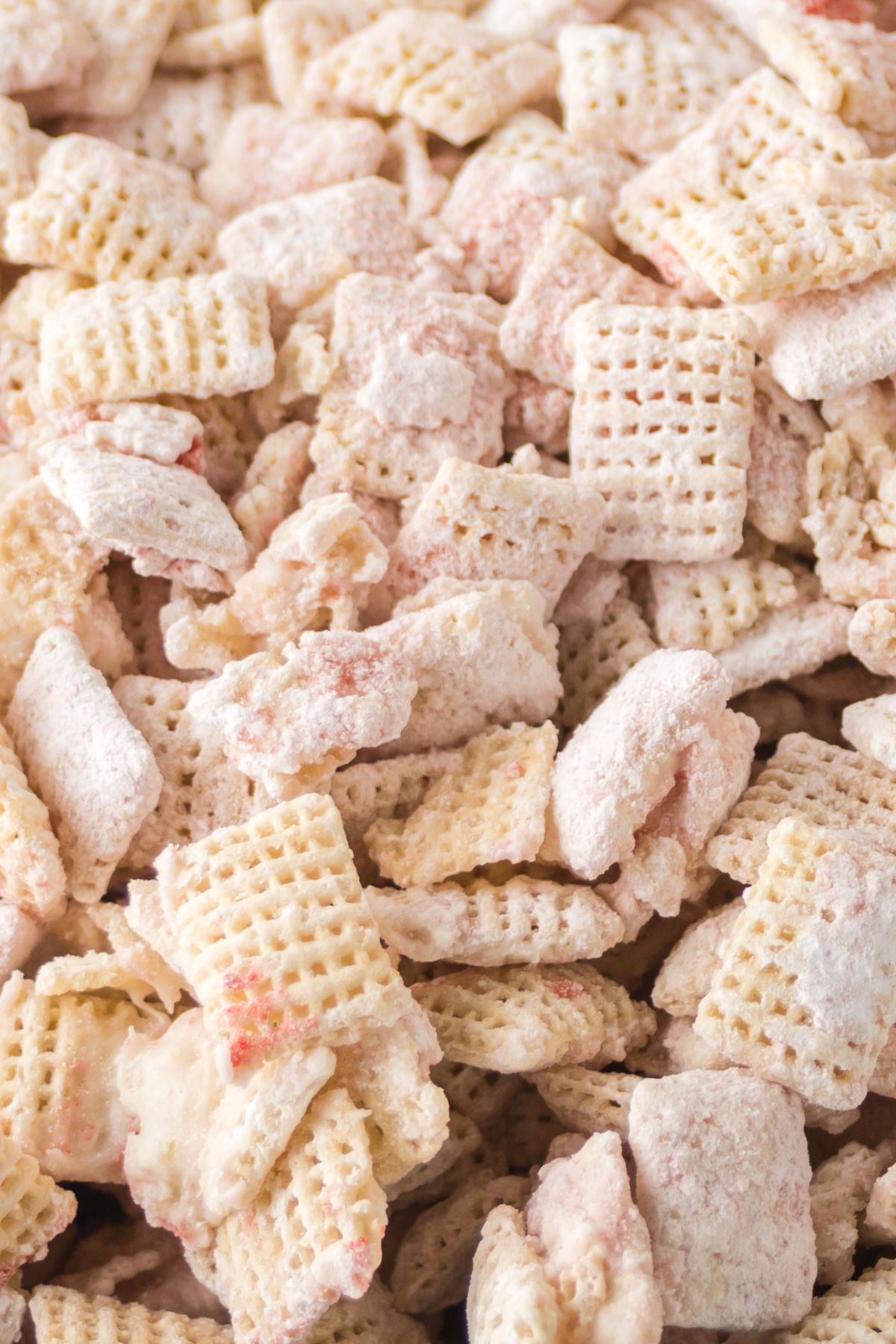 A pile of made Chex mix.