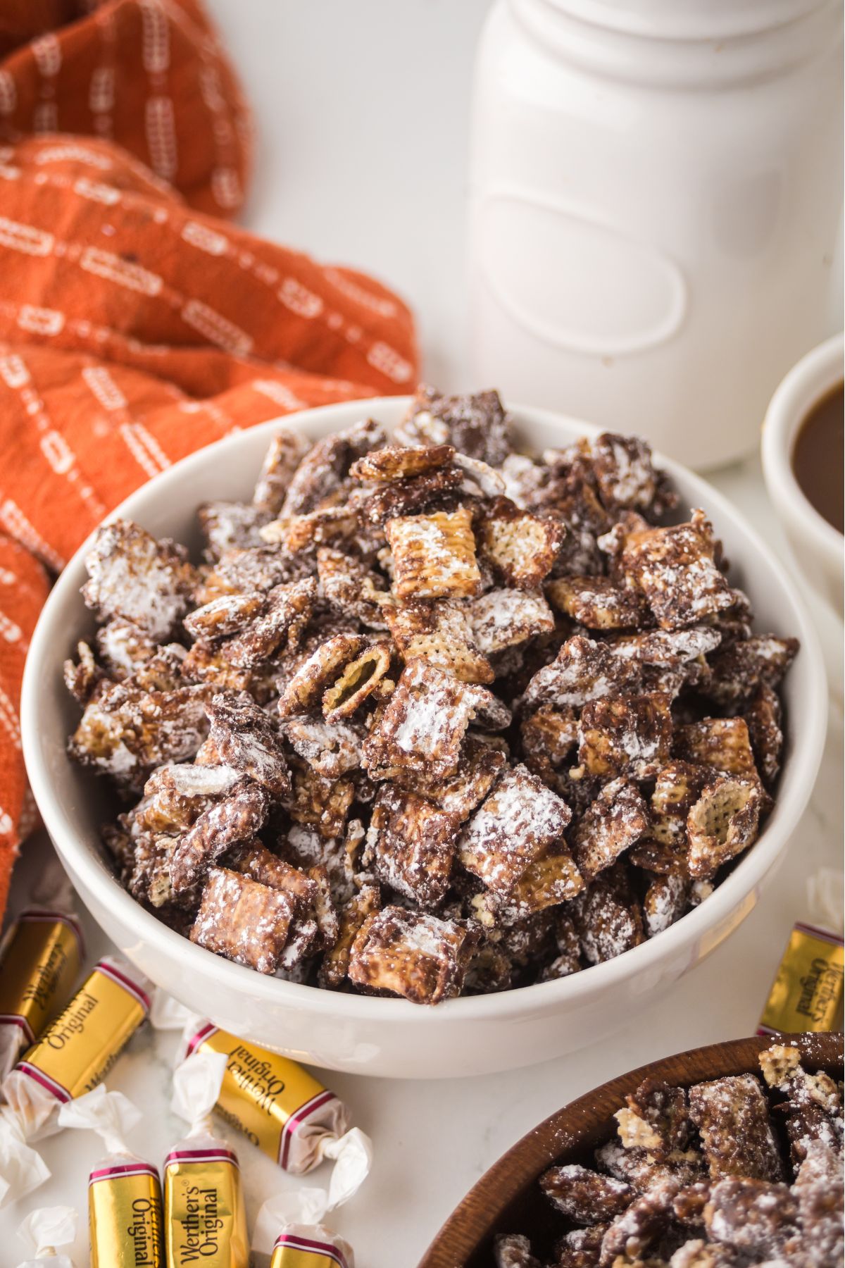 A bowl full of muddy buddies.