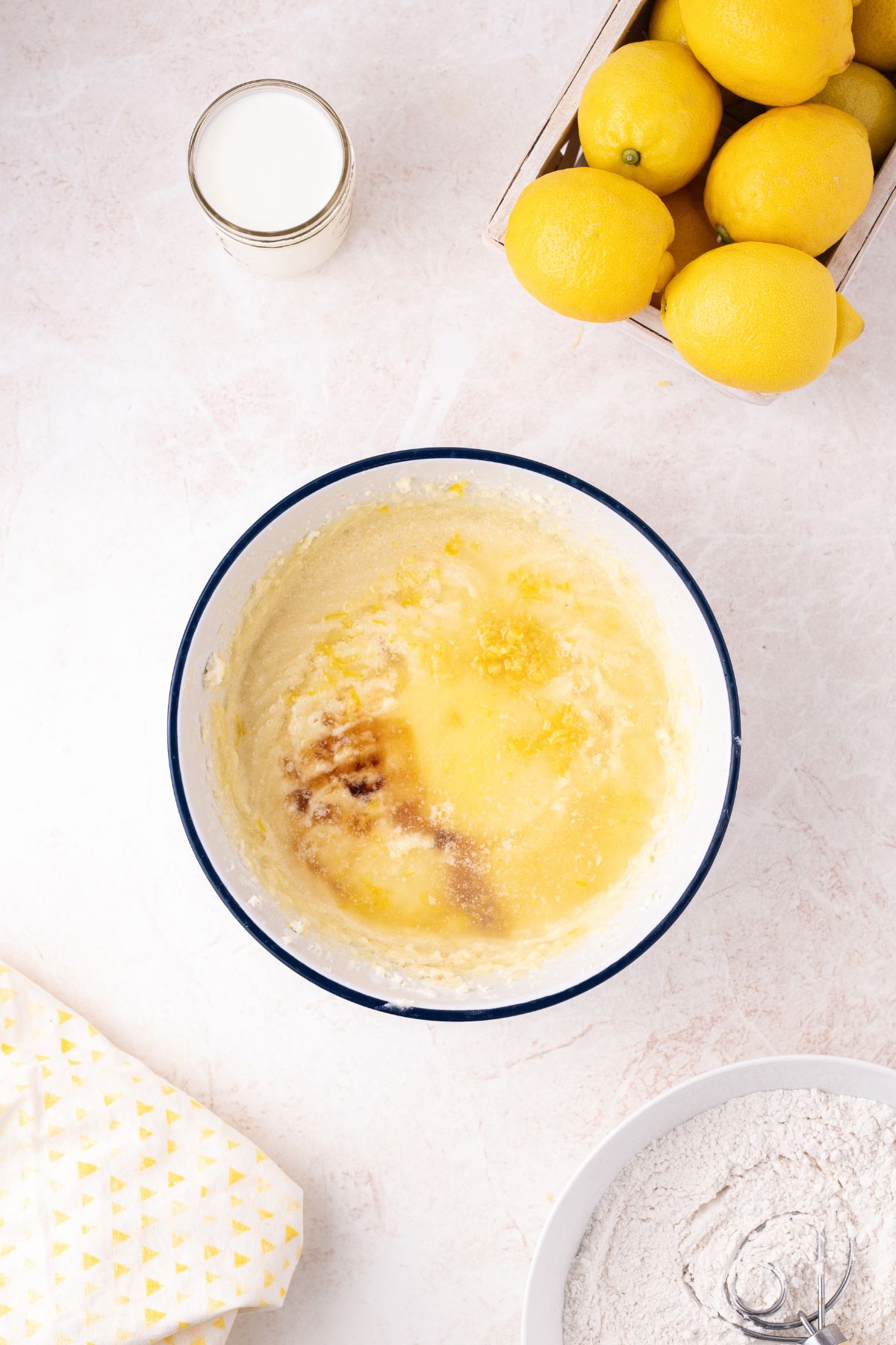 Cream cheese and butter in a separate bowl to mix.