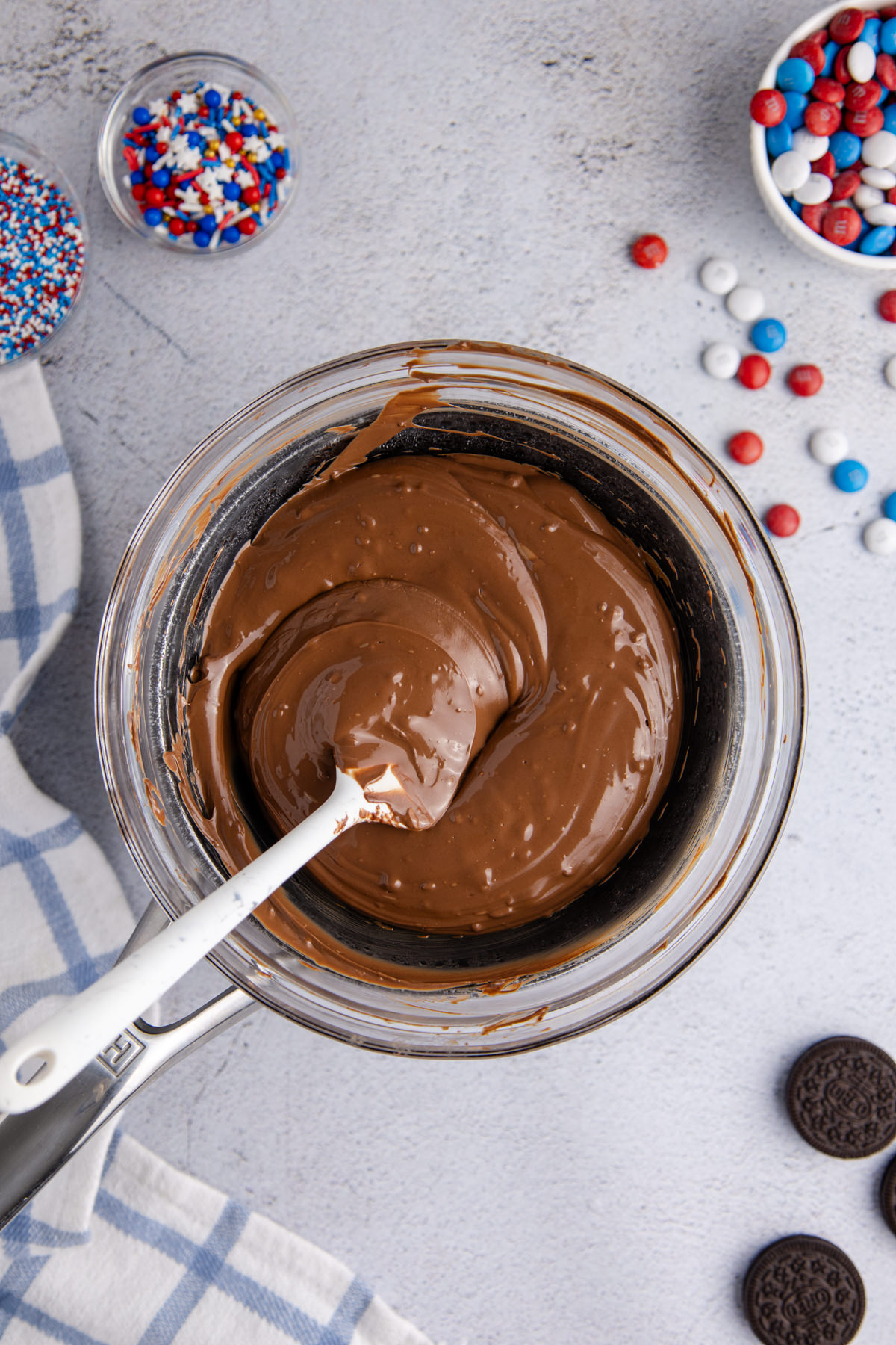 Chocolate melted in the bowl.