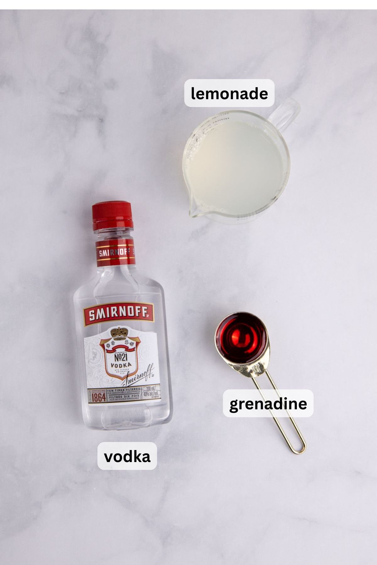 all of the ingredients needed to make an azalea cocktail recipe on table.