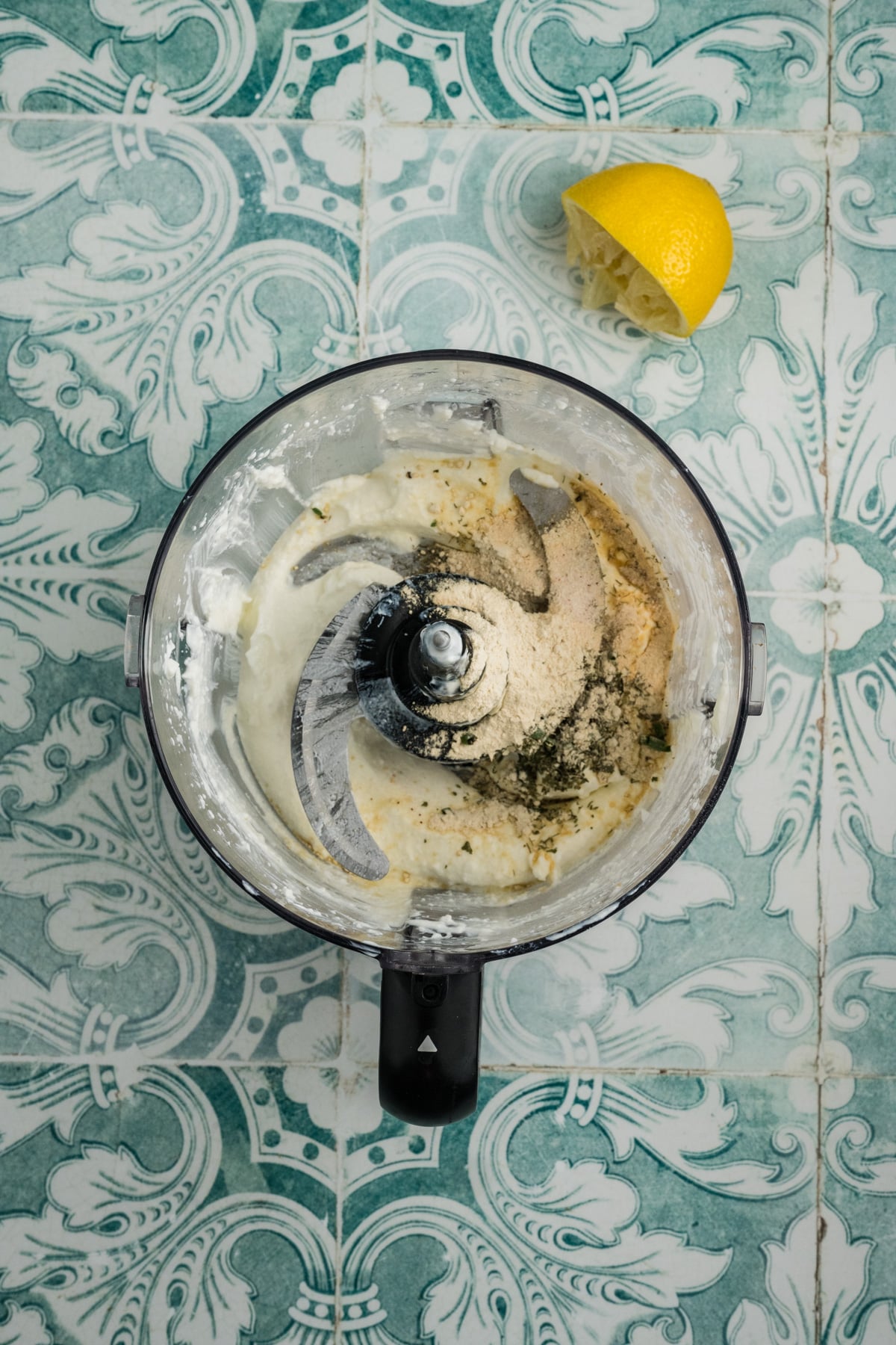 All of the ingredients blended in the food processor.