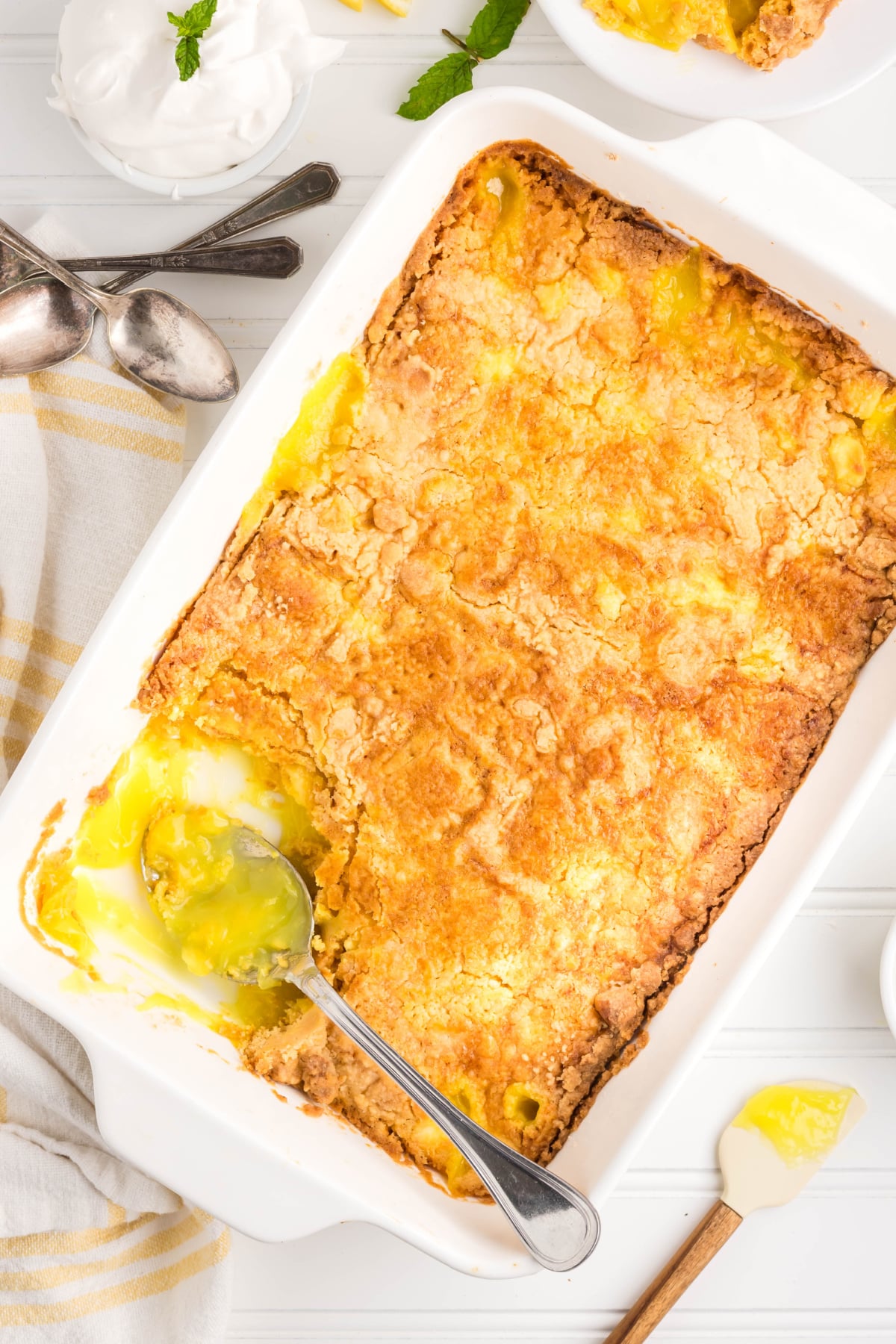 The dump cake cooked until golden brown.