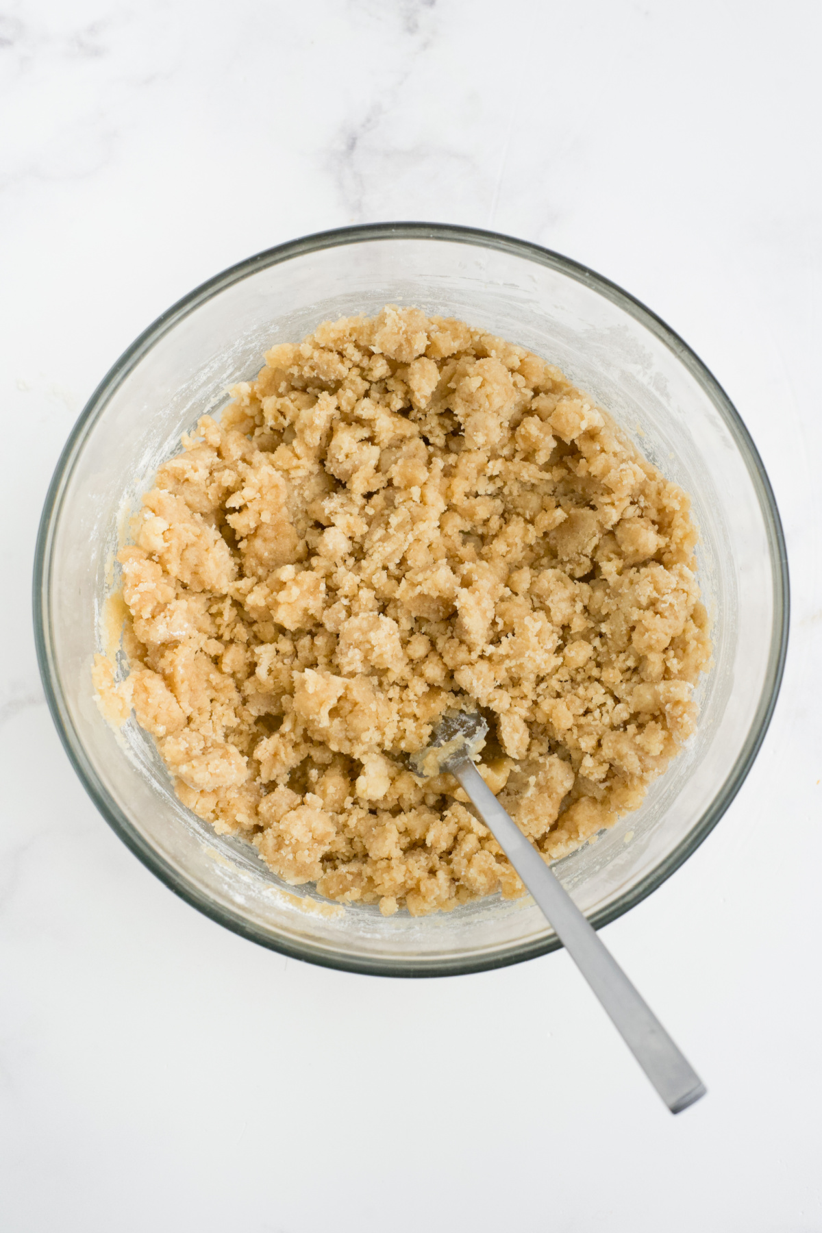 Ingredients to make the streusel in a bowl.