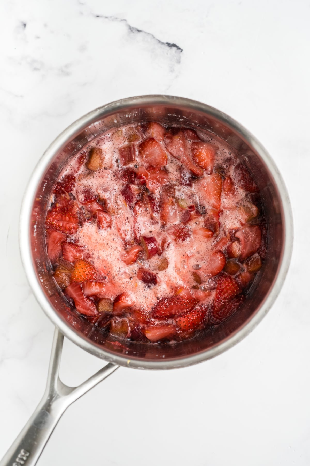 The mixture cooking down in the pot.