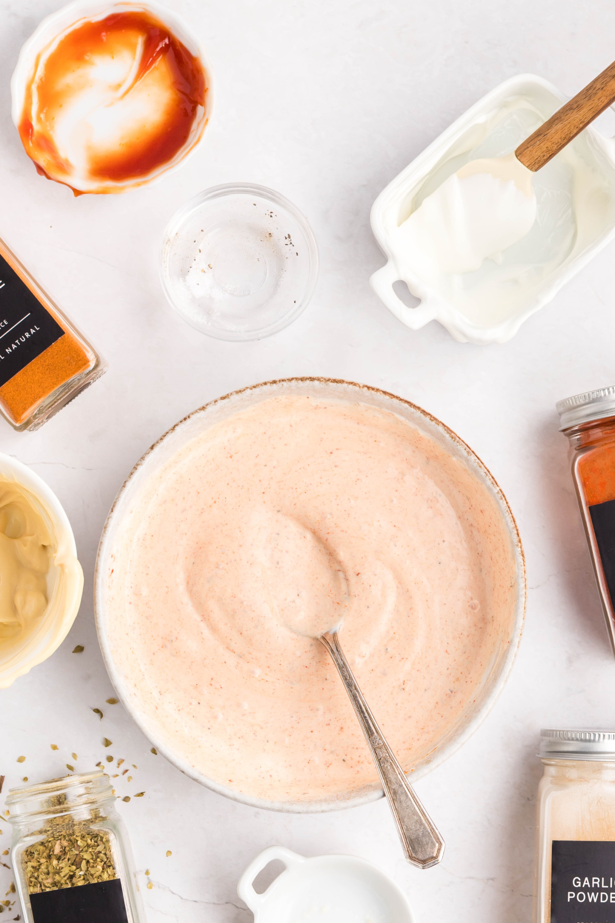 All the ingredients mixed in a bowl.