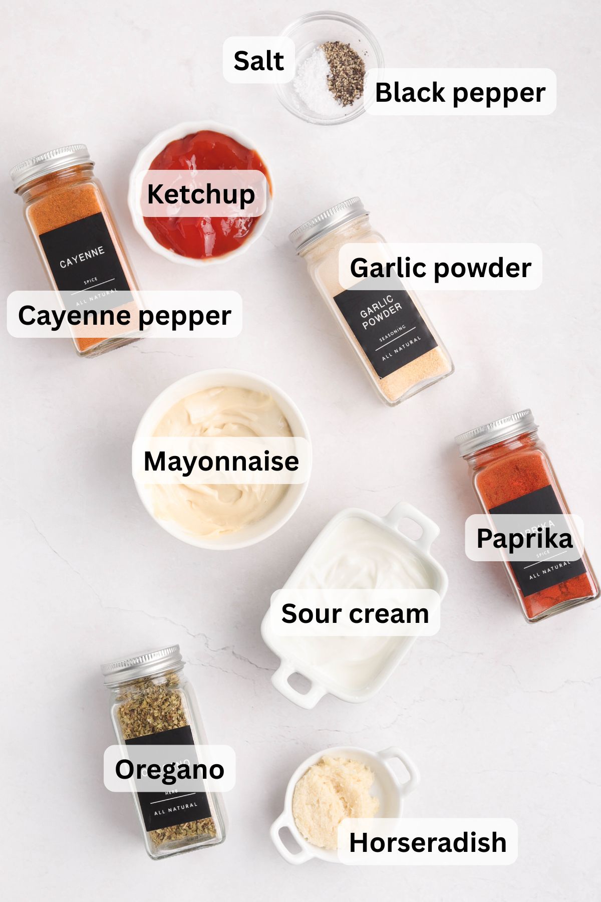 Ingredients to make this sauce on a table.
