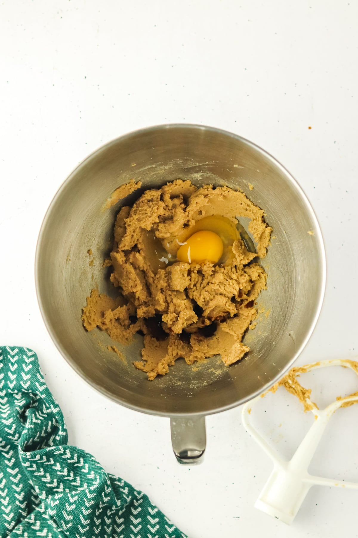 Eggs and vanilla added to the butter mixture.